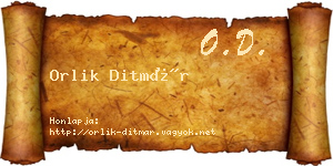Orlik Ditmár névjegykártya
